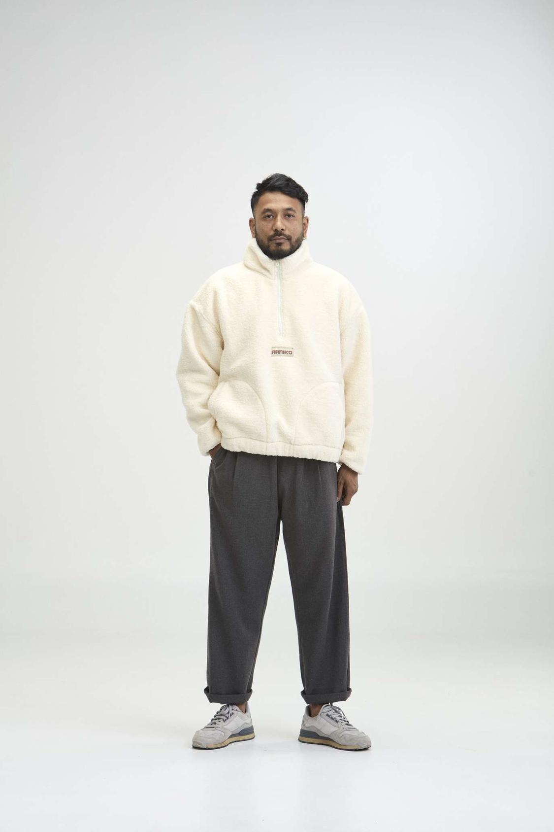 Arniko Moha Half Zip Fleecejacke Off-White Unisex Recycelt weiß
